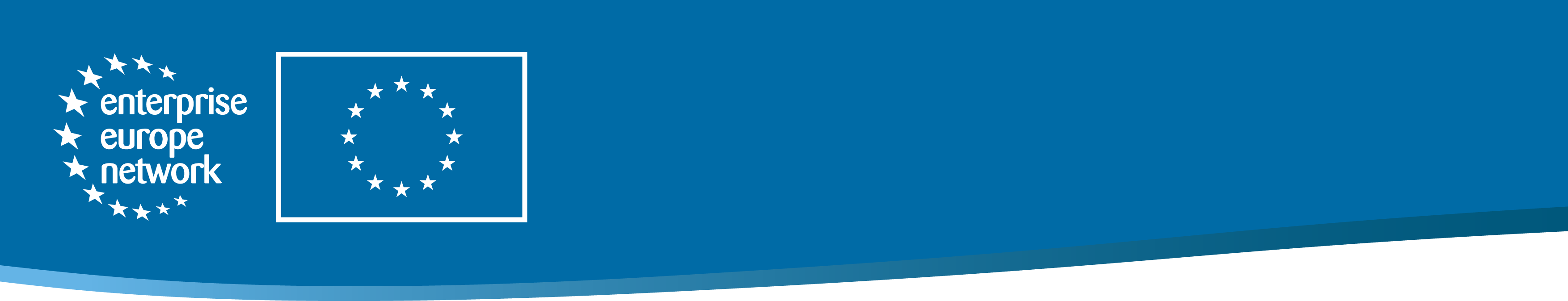 Logo Enterprise Europe Network e Unione europea su sfondo blu - Space Economy e Opportunità Internazionali